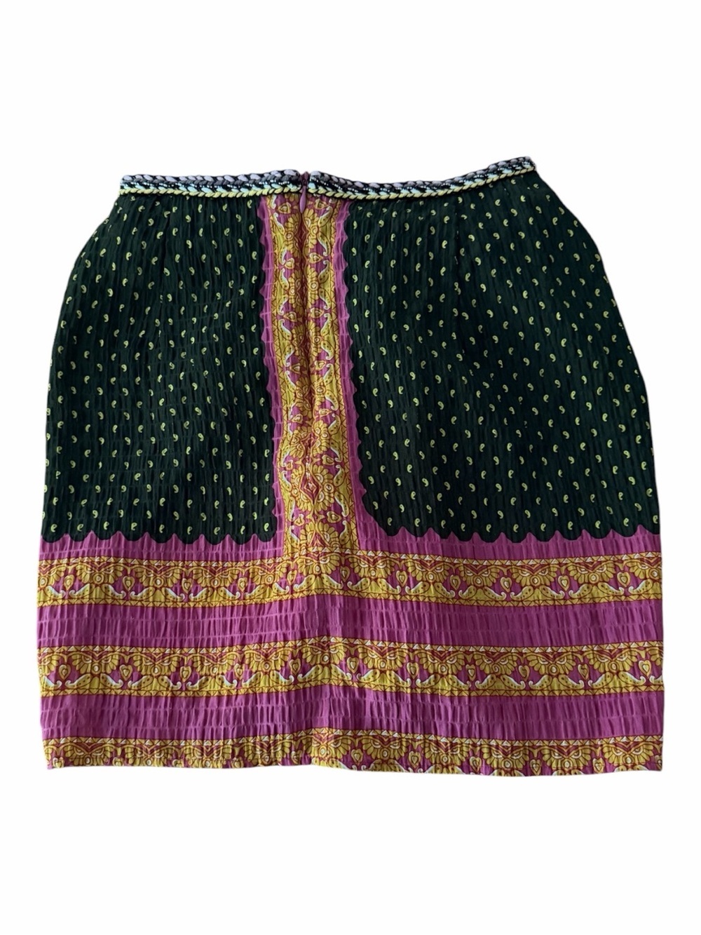 Zara Green, Pink Gold Patterned Tie-Front Skirt Small - Picture 2 of 3
